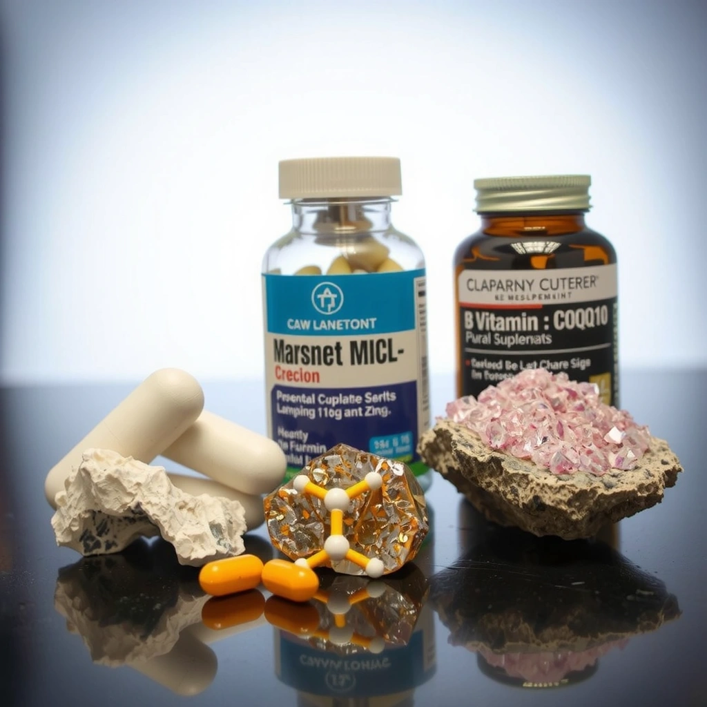 Natural ingredients visualization showing minerals and vitamins